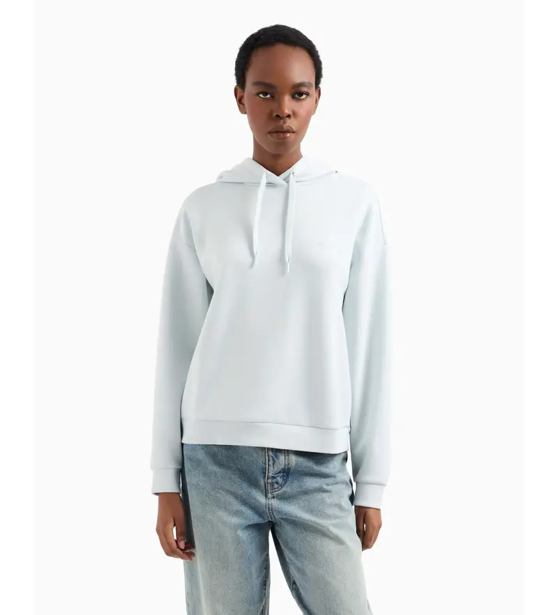 per donna XW000836AF13397U9093 Felpa in misto viscosa blu-bianca (L), Bianco, Casual