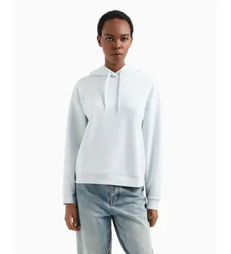 per donna XW000836AF13397U9093 Felpa in misto viscosa blu-bianca (S), Bianco, Casual