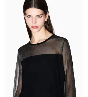 per donna XW000842AF13781MC108 Maglia nera Regular Fit (XS), Nero, Casual, Da sera, Lana, Acrilico, Manica lunga Trasparente