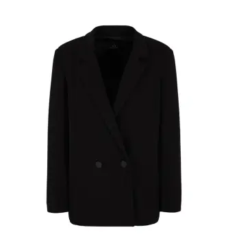 per donna XW000885AF13401UC001 Blazer doppiopetto con logo ricamato nero (M), Casual, Poliestere
