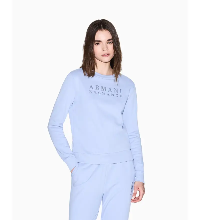 per donna XW000985AF14284U9334 Felpa blu scintillante (S), Casual, Cotone, Manica lunga