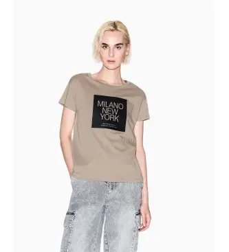 per donna XW001077AF10356U6242 Maglietta marrone basso (XS), Casual, Cotone, Manica corta