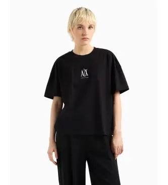 per donna XW001182AF15085UC001 T-shirt a maniche corte con logo nero (M), Casual, Cotone, Manica corta
