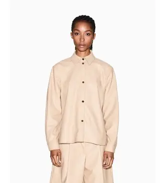 per donna XW001253AF16106U1051 Camicia in similpelle beige (XS), Casual, Poliestere, Manica lunga