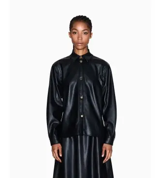 per donna XW001253AF16106UC001 Camicia in similpelle nera (XS), Nero, Casual, Poliestere, Manica lunga