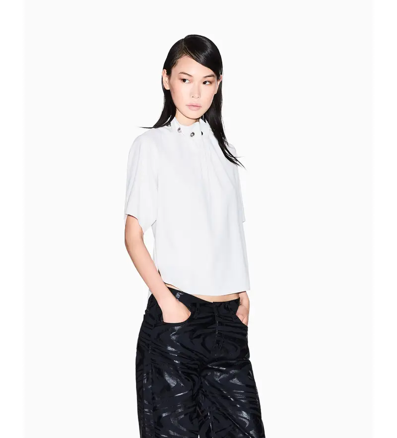 per donna XW001256AF16125U1094 Camicetta bianca di marca (XS), Bianco, Casual, Poliestere, Manica corta