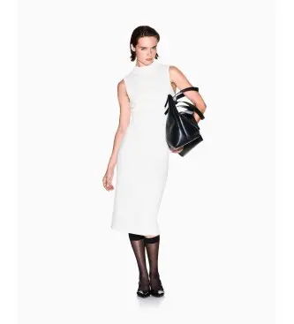 per donna XW001308AF13774U1003 Abito midi bianco a coste (XS), Casual, Lana, Senza maniche / cinghie