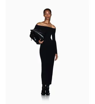 per donna XW001313AF10352UC001 Abito lungo nero (S), Casual, Da sera, Viscosa, Manica lunga