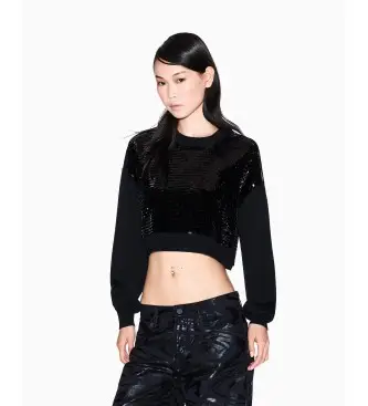 per donna XW001326AF16682MC117 maglione nero con paillettes (L), Casual, Da sera, Poliestere, Manica lunga