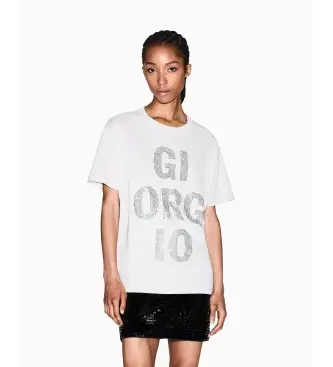 per donna XW001354AF17172U1094 Maglietta normale con logo bianco (XS), Casual, Cotone, Manica corta