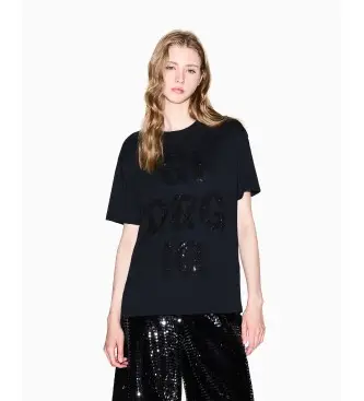 per donna XW001354AF17172UC001 Maglietta normale con logo nero (XS), Casual, Cotone, Manica corta