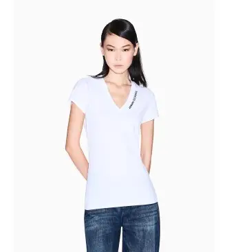per donna XW001355AF16294M0189 T-shirt aderente con logo bianco (S), Casual, Cotone, Manica corta