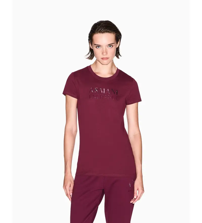 per donna XW001357AF10356UA343 Maglietta con logo bordeaux (XS), Casual, Cotone, Manica corta