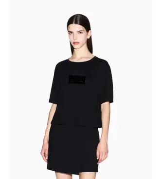 per donna XW001385AF10356UC001 Maglietta nera a maniche corte (XS), Nero, Casual, Cotone, Manica corta