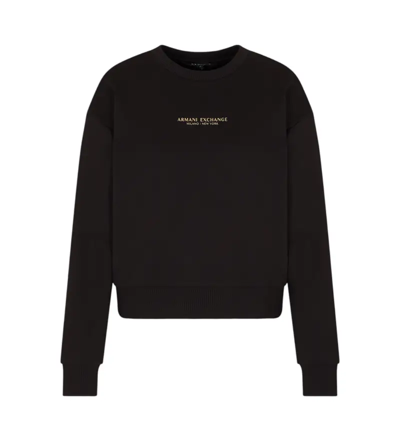 per donna XW001451AF10830MC021 Felpa nera vestibilità regolare (XS), Nero, Casual, Cotone, Manica lunga