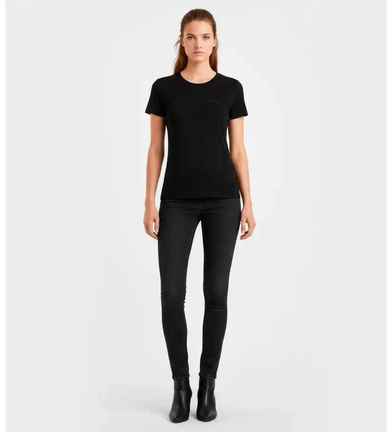 per donna. XW001457AF10356UC001 Maglietta XW001457AF10356 nera (XS), Nero, Casual, Cotone, Manica corta