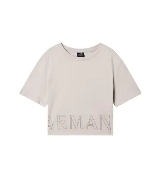 per donna XW001709AF17172U6223 Maglietta bianca corta con brillantini (S), Bianco, Casual, Cotone, Manica corta