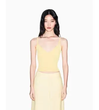 per donna XW001902AF10352U2149 Top in maglia gialla (S), Casual, Giallo, Viscosa, Senza maniche / cinghie