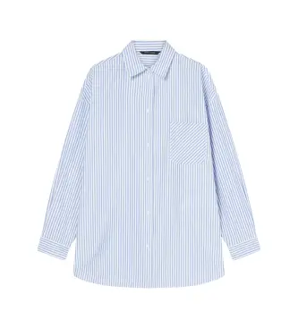 per donna XW002034AF21535MB088 Camicia con colletto a sirena blu (S), Casual, Poliestere, Manica lunga