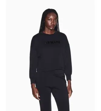 per donna XW002049AF21298UC001 Felpa nera squadrata (S), Nero, Casual, Cotone