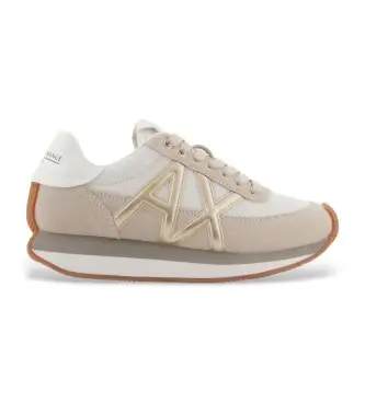 per donna XW002151AF19396MZ285 Sneakers in pelle beige (36), 3 a 5cm, Stringhe, Casual