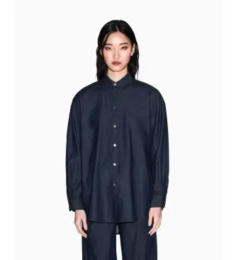 per donna XW002258AF21337MB001 Camicia blu navy Relax (S), Casual, Cotone, Manica lunga