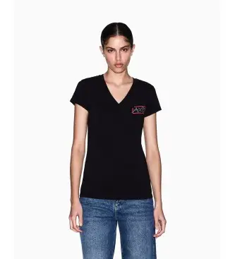 per donna XW002318AF16294UC001 maglietta nera essenziale (L), Nero, Casual, Cotone, Manica corta