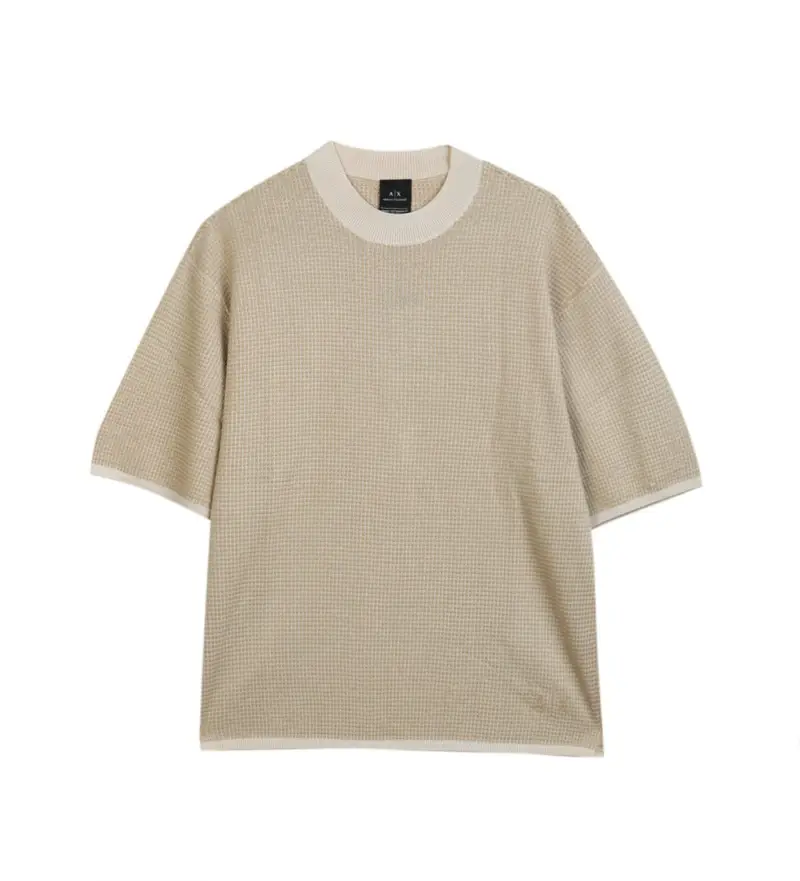 per uomo 3DZM1MZM4AZ2794 Maglietta in maglia beige (M), Casual, Cotone, Manica corta