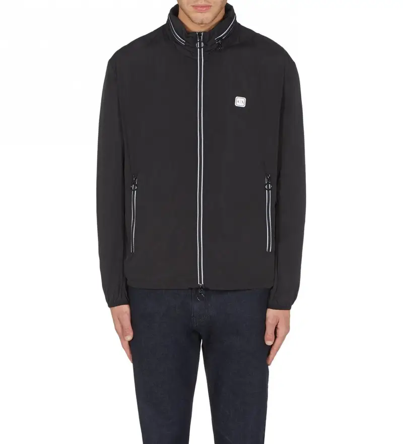 per uomo 8NZB07ZNWFZ1200 Giacca a vento in nylon nero (M), Casual, Manica lunga