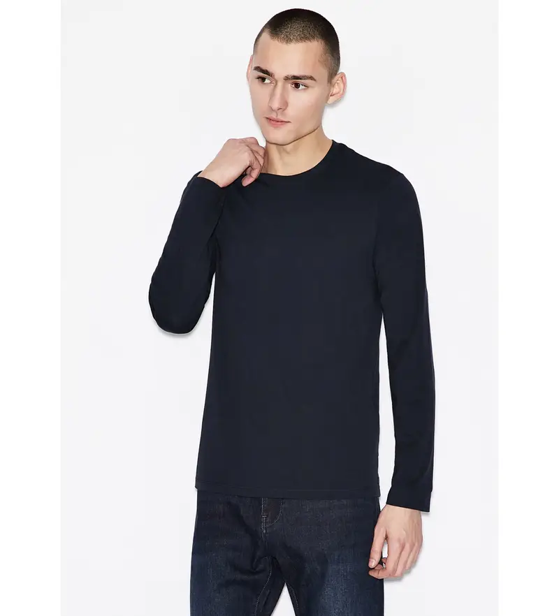 per uomo 8NZM77ZJA5Z1510 Maglione in maglia blu scuro (L), Casual, Cotone, Manica lunga, Navy