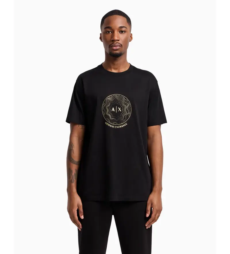 per uomo XM000328AF10364UC001 Maglietta nera a girocollo (XL), Nero, Casual, Cotone, Manica corta