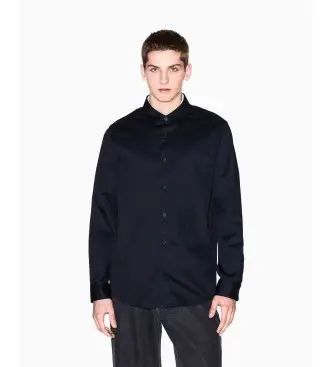 per uomo XM000339AF10192UB101 Camicia in raso blu navy (L), Casual, Cotone