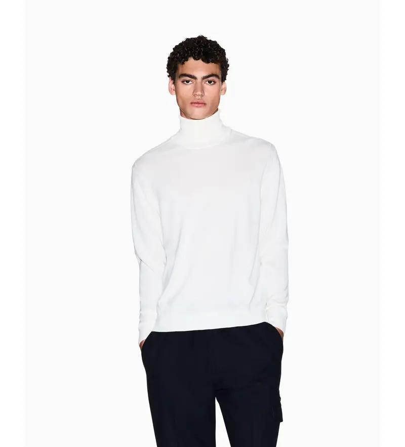 per uomo XM000900AF11982U0009 Maglione dolcevita bianco (XL), Casual, Lana, Acrilico