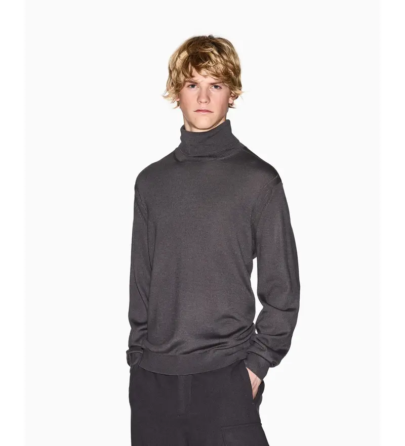 per uomo XM000900AF11982U8092 Maglione dolcevita grigio (XL), Casual, Granata, Lana, Acrilico