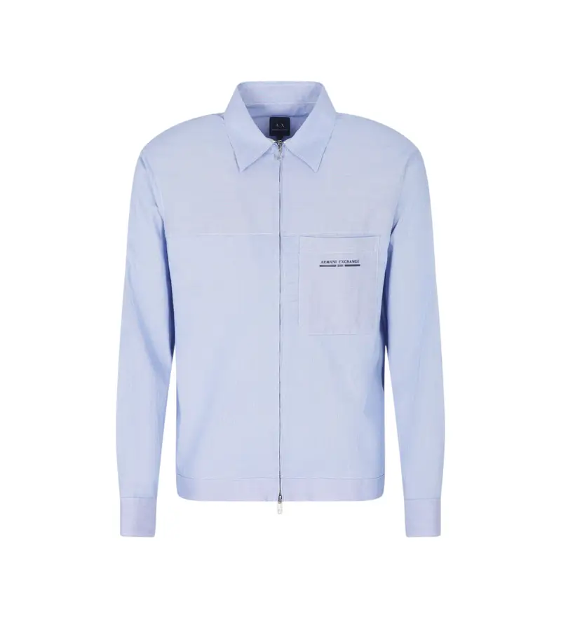 per uomo XM000956AF10256FB272 Camicia con cerniera blu (S), Casual, Cotone, Manica lunga