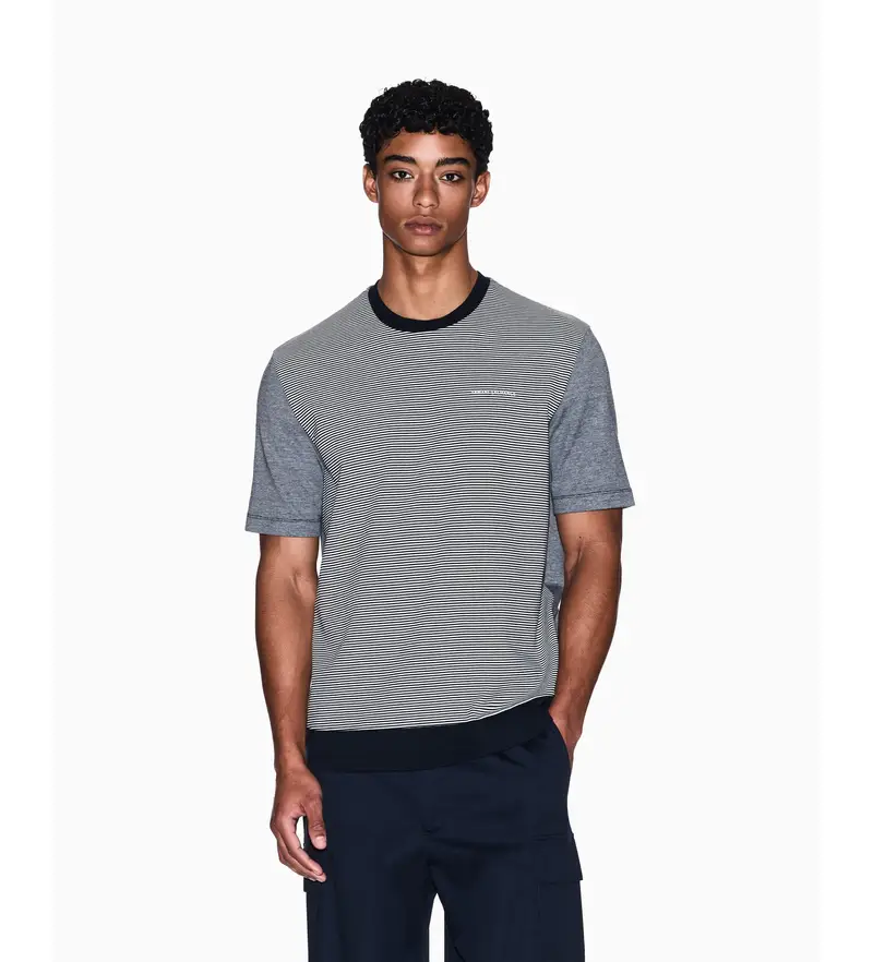 per uomo XM001083AF15917FB101 Maglietta morbida blu navy (XS), Casual, Cotone, Manica corta