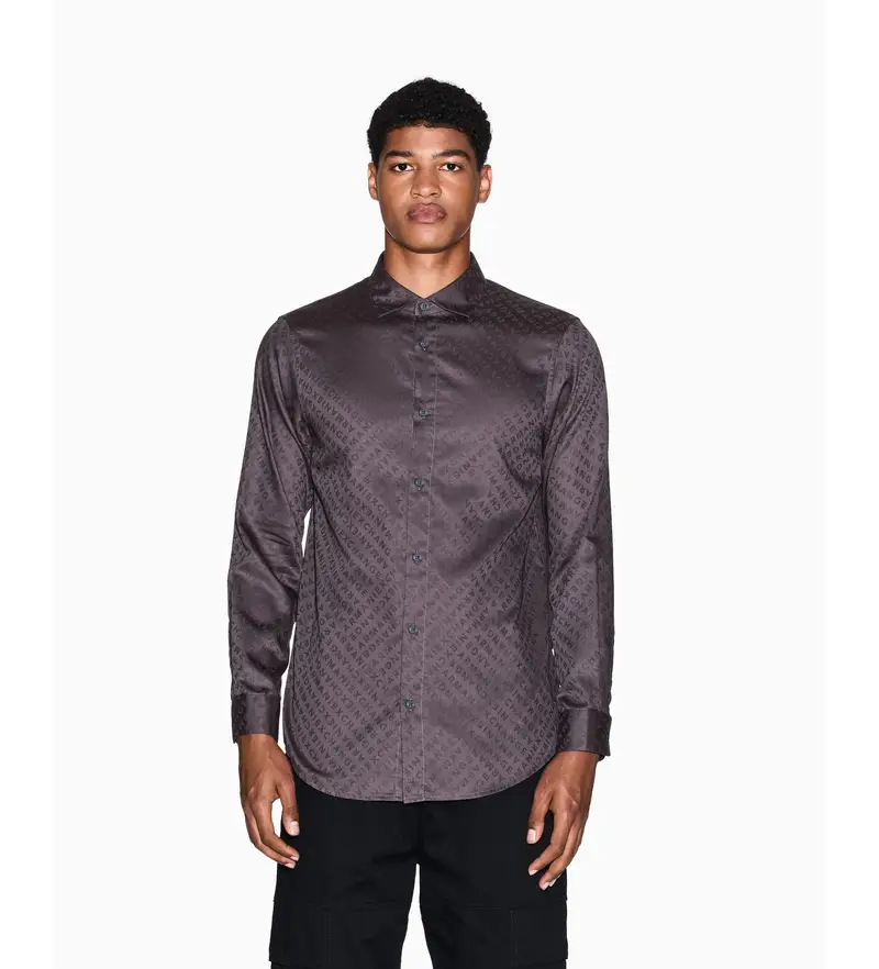 per uomo XM001142AF13131F8039 Camicia grigia normale (M), Casual, Grigio, Cotone, Manica lunga