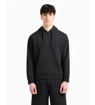 per uomo XM001225AF11847FC026 Felpa nera con logo multiplo (XL), Nero, Casual, Cotone