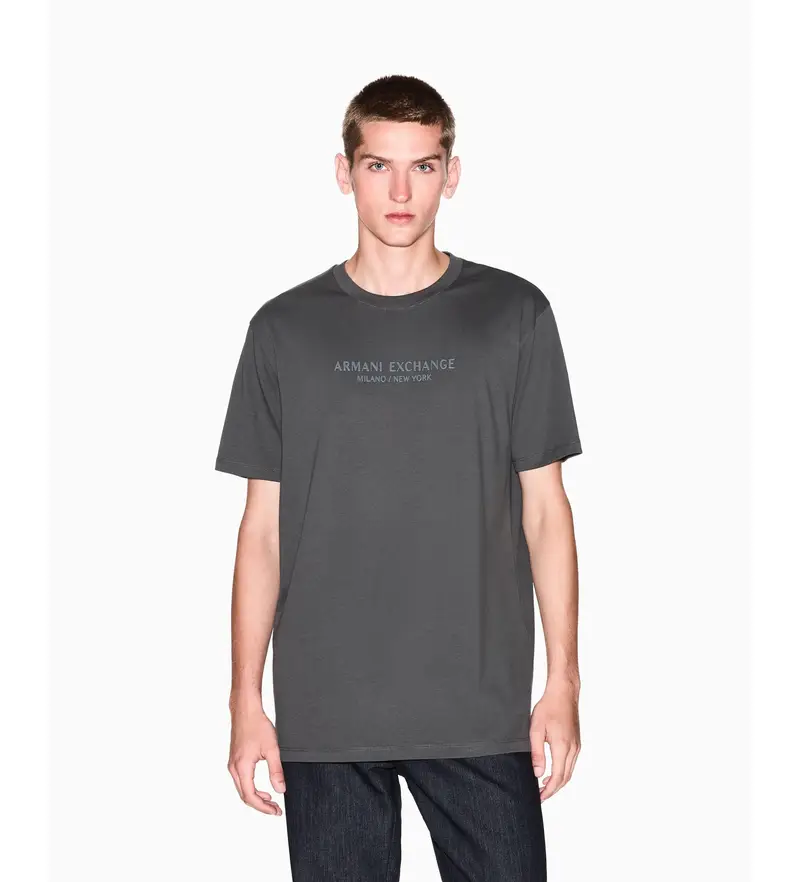 per uomo XM001280AF10361U8144 Maglietta grigia moderna (M), Casual, Grigio, Cotone, Manica corta