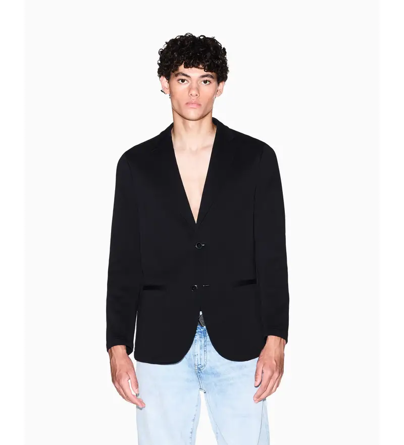 per uomo. XM001303AF10818UC001 Giacca nera a due bottoni (L), Nero, Casual, Da sera, Cotone, Classico, Manica lunga