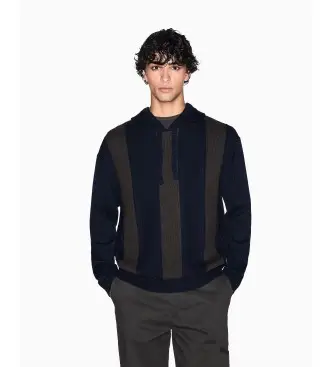 per uomo XM001337AF19385M6132 Felpa con cappuccio blu navy (M), Casual, Lana, Acrilico, Manica lunga