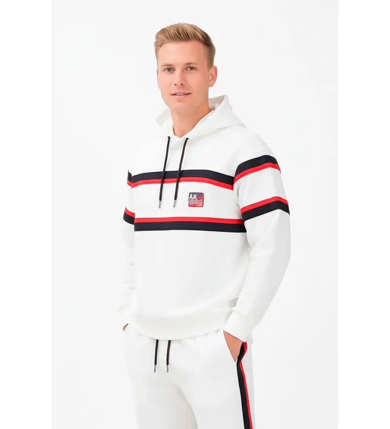 per uomo XM001398AF13047U0009 Felpa a righe bianche (S), Bianco, Casual, Cotone