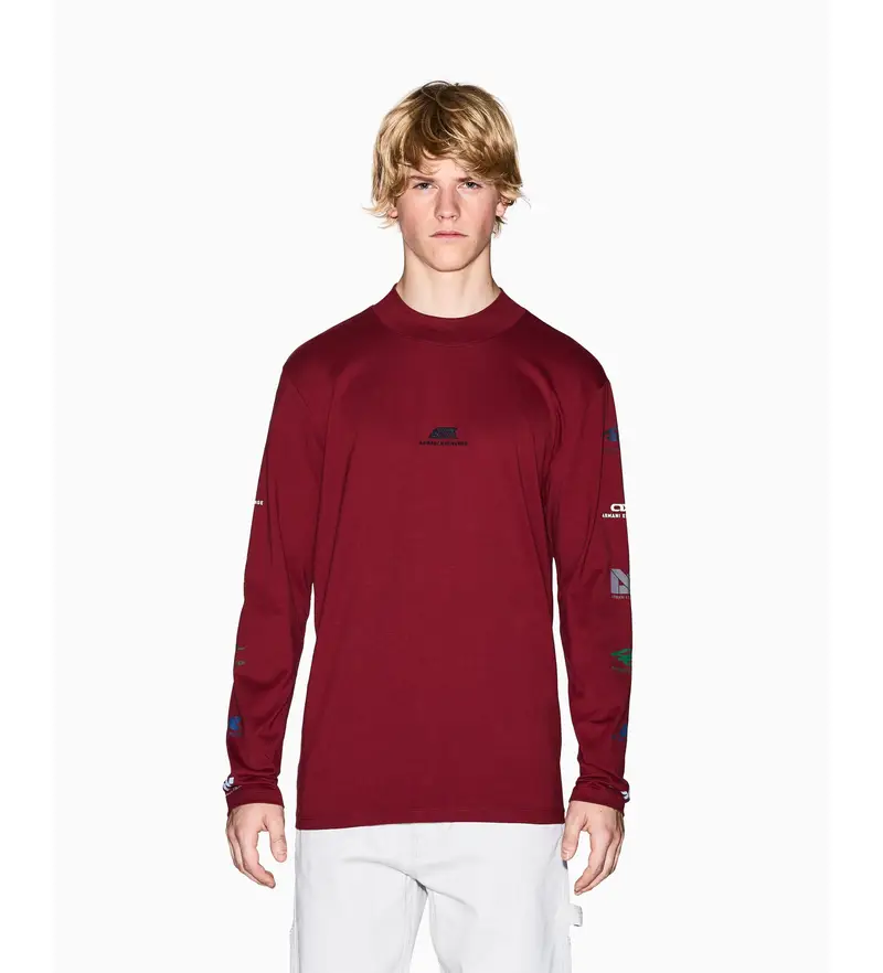 per uomo XM001434AF10362UA328 Maglietta multilogo granato (XS), Casual, Granata, Cotone, Manica lunga