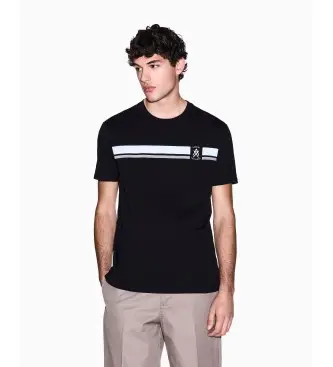 per uomo XM001792AF12308UC001 Maglietta a righe nere (S), Nero, Casual, Cotone, Manica corta