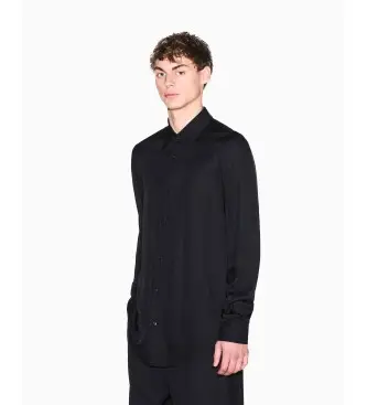 per uomo XM001817AF13235UC001 Camicia nera classica (M), Nero, Casual, Classico, Viscosa, Manica lunga