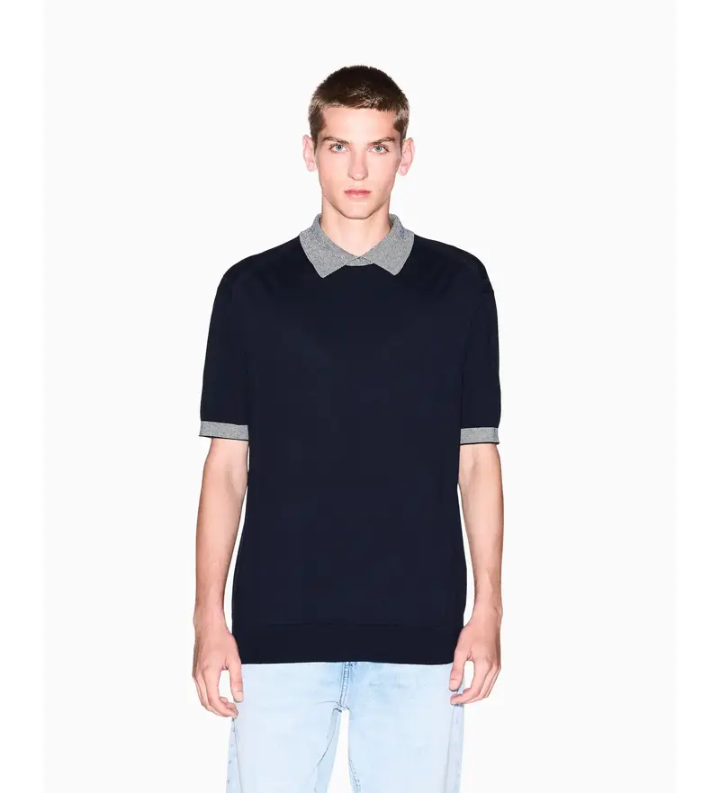 per uomo XM001877AF11960UB101 Palo del profilo marino (M), Casual, Cotone, Manica corta, Navy