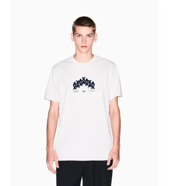 per uomo XM001909AF10362U1013 Maglietta bianca stampata (S), Bianco, Casual, Cotone, Manica corta