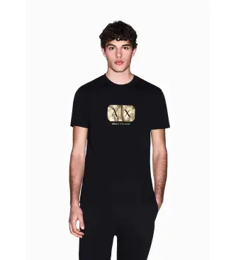 per uomo XM002826AF12308UC001 Maglietta con logo dorato, nera (XL), Nero, Casual, Cotone, Manica corta Pelle