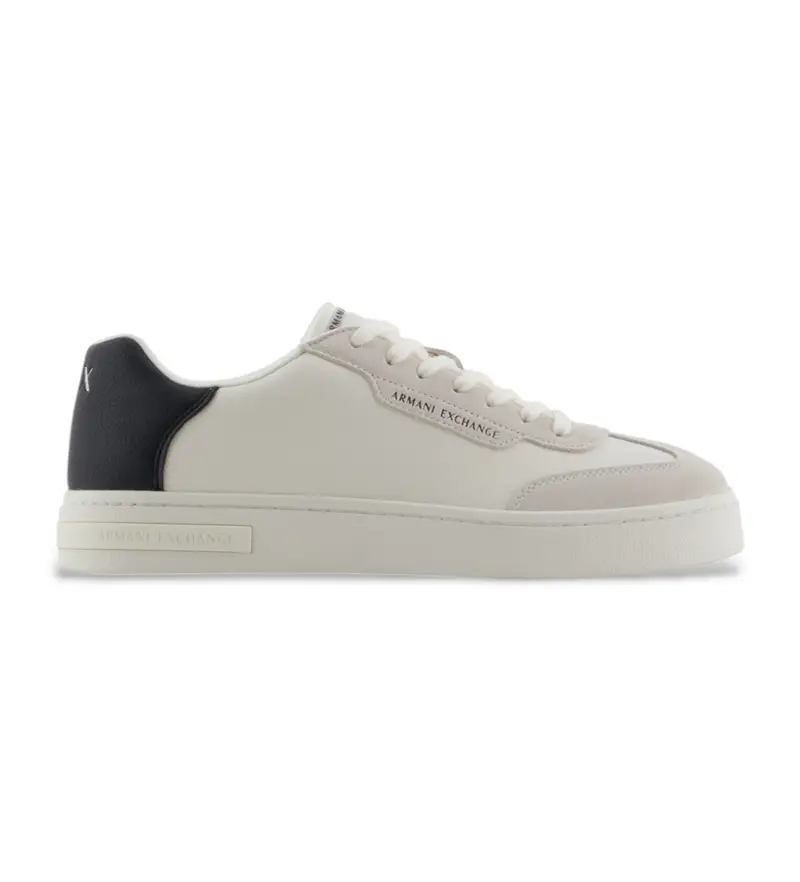 per uomo XUX250XV948N480 Sneakers in pelle con inserti bianchi a contrasto (46), Bianco, Basso, Stringhe, Casual