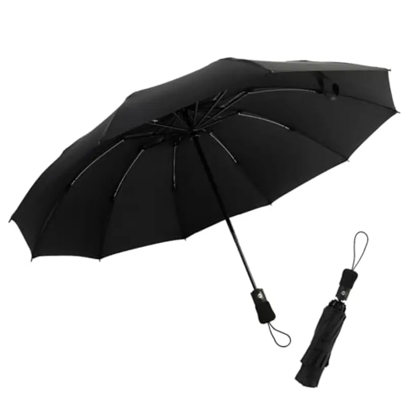 A2ZWORLD Ombrello Inverso Antivento, Apertura e Chiusura Automatica, 3 Pieghe, 10 Stecche Rinforzate, 210T Teflon,